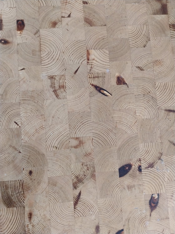 Image 1 of 1 dänischer Couchtisch aus den 1970er Jahren im Stil eines Metzgerblocks. Brutalistisch. Kiefernholz, 145 x 90 x 40 cm.