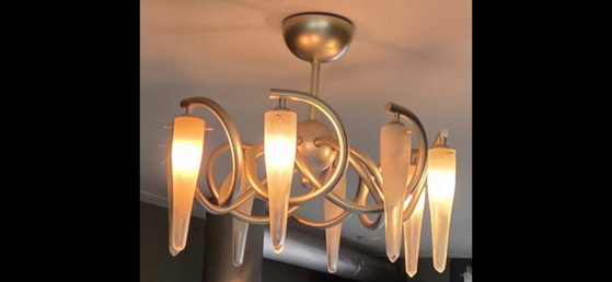 Image 1 of 2 beautiful chandeliers by Tarralo with Muranu hand-blown glass shades