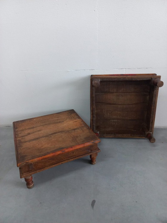 Image 1 of Table d'appoint vintage Bajot Indian low styling tray side table