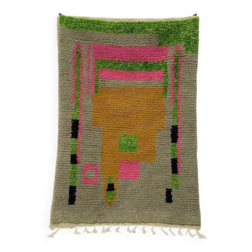 Tapis berbère traditionnel en laine naturelle 3x2 m