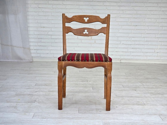 Image 1 of Anni '60, set di 4 sedie da pranzo danesi, mobili in lana, legno massello di rovere.