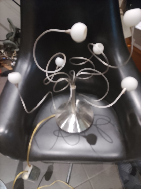 Image 1 of Modern design table lamp in brushed chrome metal with 6 lights and dimmer