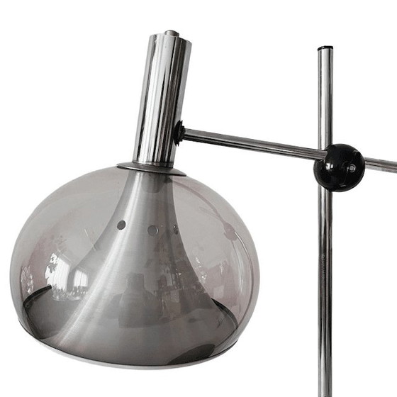 Image 1 of Vintage Space Age Dijkstra Table Lamp Chrome-Plated Grey Plexiglass 1970s