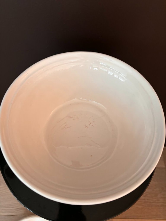 Image 1 of Vintage Italiaanse Majolica eierterrine met deksel 