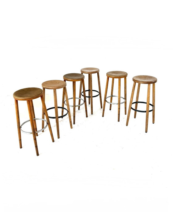 Image 1 of Set di 6 sgabelli da bar brutalisti anni '60