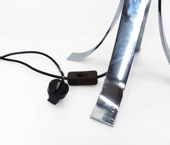 Image 1 of Lampvoet van verchroomd staal met vier poten, in de stijl van het ruimtetijdperk uit de jaren 70