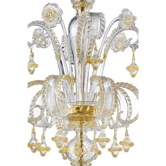 Image 1 of Prunkvoller Rigadin-Kronleuchter aus Muranoglas mit edlem Goldbesatz