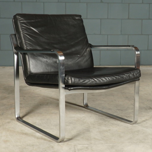 Vintage Designer Armchair - Black Leather - 1960s