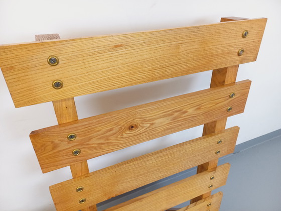 Image 1 of Pair of Vintage 60's Wooden Brutalist Slatted Chauffeured Armchairs