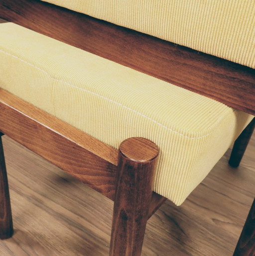 Pouf tabouret poggiapiedi retrò in velluto a coste giallo 