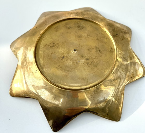 Image 1 of Vintage brass sunburst bowl, mid-century modern, 1960s