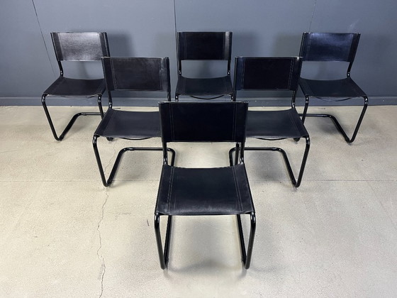 Image 1 of Ensemble de 6 chaises de salle à manger cantilever années 1980