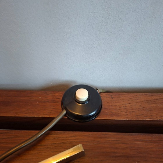 Image 1 of Mid Century Design Vloerlamp, 60 Ties. Brass En Palissanderhout.