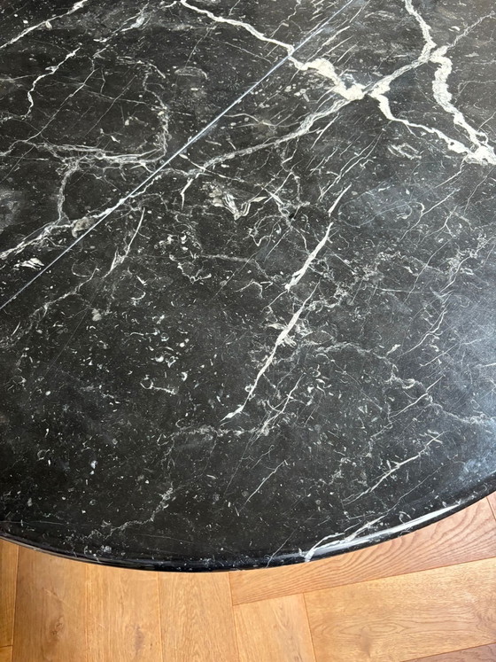 Image 1 of Zwarte ronde eettafen: marmer en uitschuifbaar✨