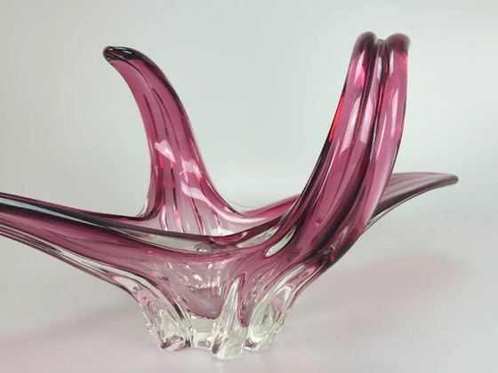Image 1 of XXL années 70 Coupe Murano Verre de Murano Violet Blanc Coupe à fruits Design