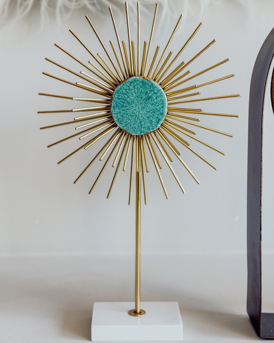 Image 1 of Brutalist Table Clock + Shell Compote Dish + Sunburst Sculpture