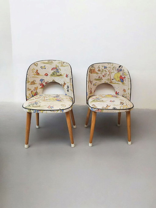 Set of 2 vintage Disney fairy tale children's chair Skai cover 1950s