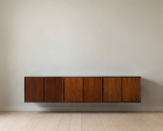 Image 1 of Poul Cadovius zwevend wanddressoir van palissanderhout, van CADO, jaren 1960.