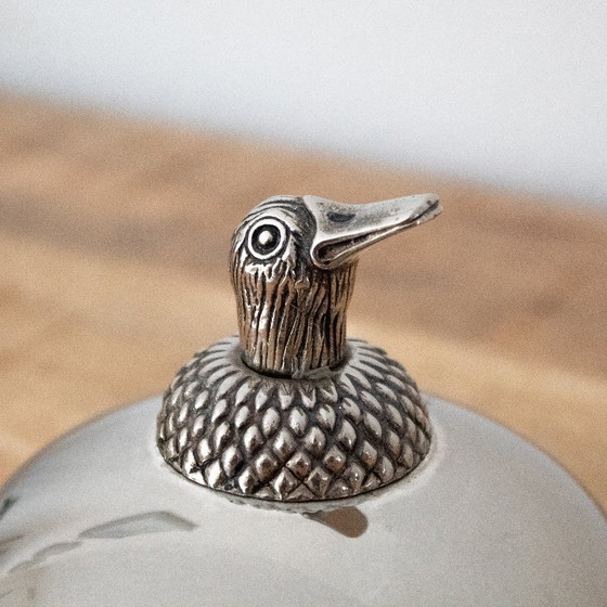 Image 1 of Vintage silver-plated butter dish with duck head: Swedish design