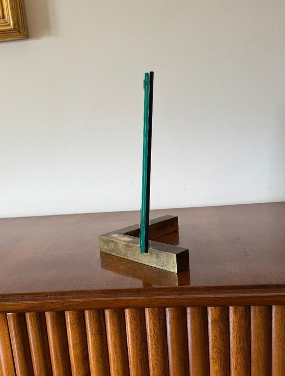 Image 1 of Bilderrahmen aus Messing und Glas im Hollywood-Regency-Stil, nach Art von Gabriella Crespi, Italien, 1970er Jahre