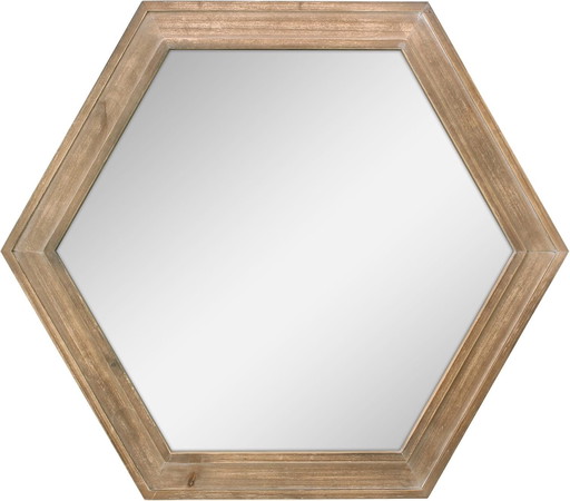 Stonebriar Miroir Mural Hexagonal décoratif de 61 cm avec Cadre en Bois Naturel et Support de Suspension attaché, décoration Rus