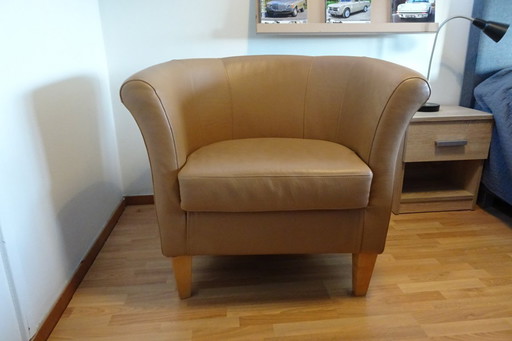 Fraaie Clubfauteuil in kwaliteits leer - mokka