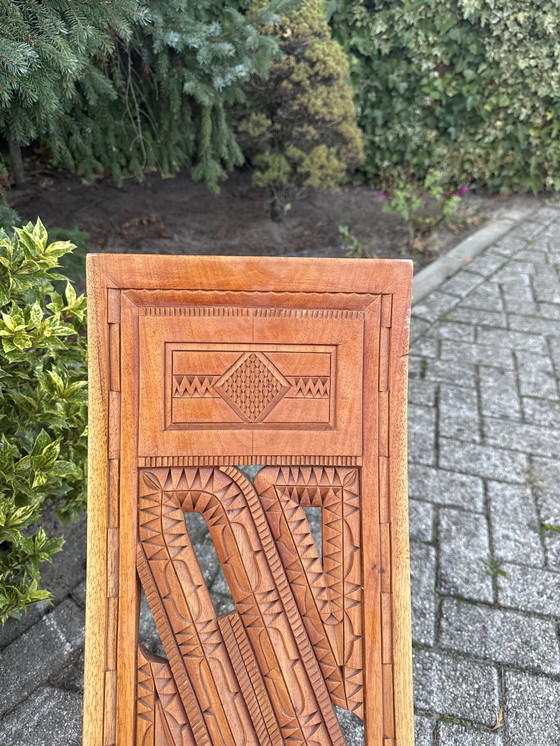 Image 1 of Houten vouwstoel vintage handgesneden 
