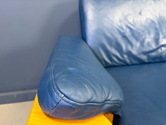 Vintage Pegasus 3 Seater Reclining Sofa by Ekornes, Norway, 1990s – Leather, Wood (photo 10 of 13)