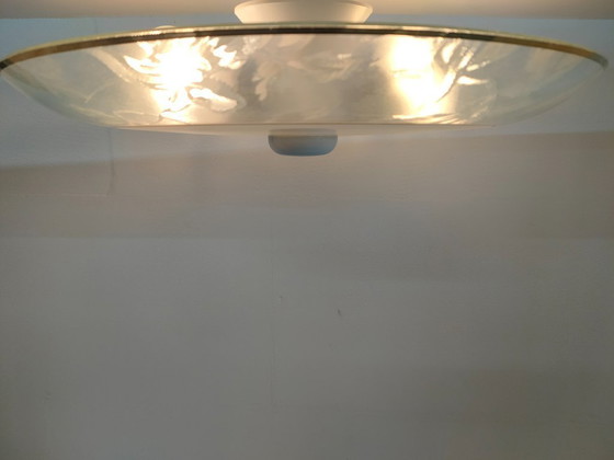 Image 1 of Large vintage 1960s/70s glass ceiling light.
