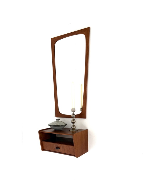 Image 1 of Vintage Danish teak mirror + hallway cabinet, CFC Silkeborg ‘60