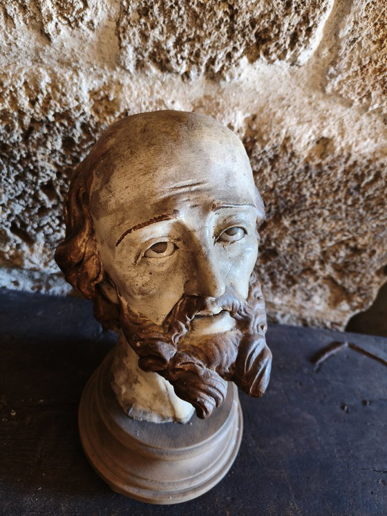 Image 1 of Antiek terracotta heiligenbuste beeld