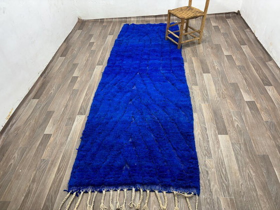 Traditioneller handgeknüpfter blauer Berberteppich 100/300 – Teppiche & Läufer, Wool (photo 4 of 10)