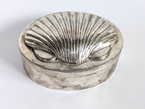 Lidded Box Silver Plated | Shell Motif | Vintage