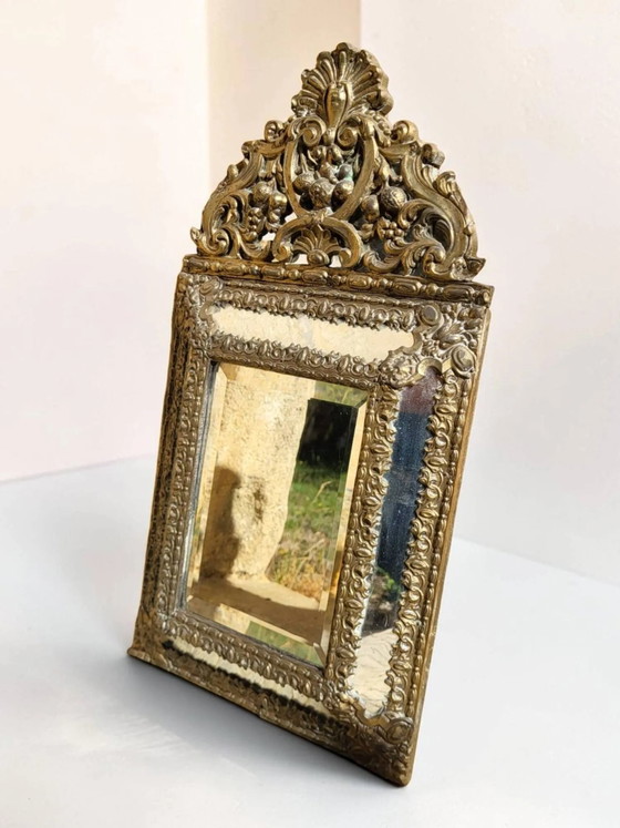 Mirror with brass repoussé frame, Louis XIV style – Wood, Glass, Rococo (photo 2 of 6)