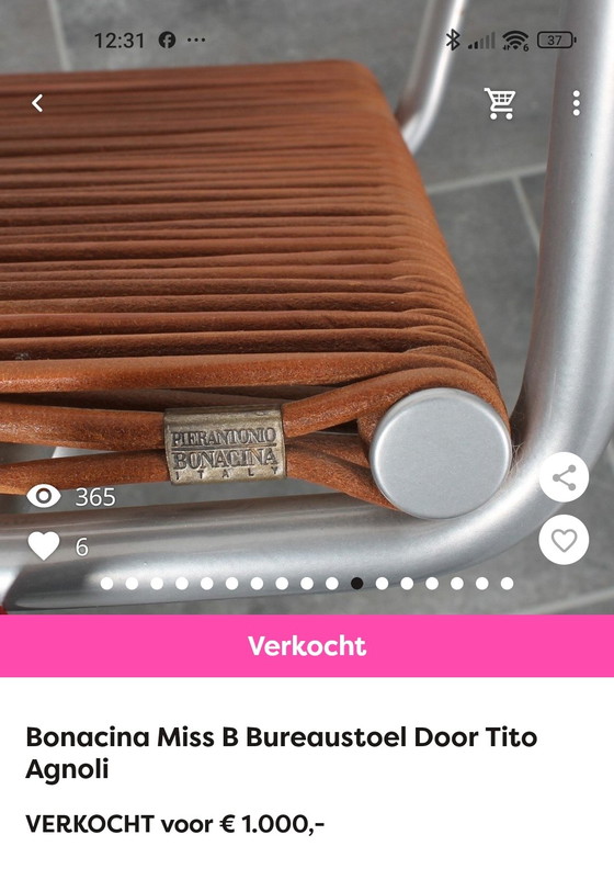 Image 1 of Bonnacina Miss B stool by Tito Agnoli 90s