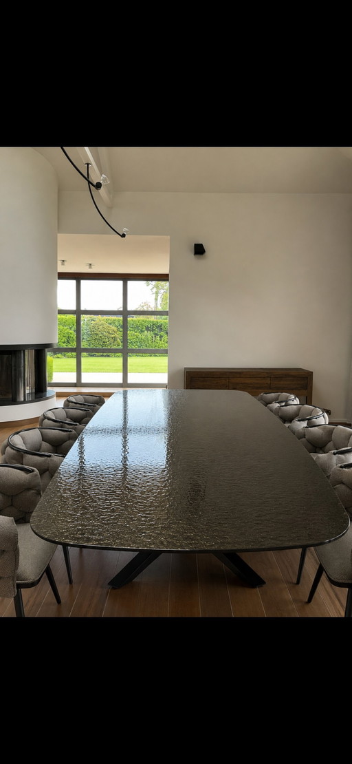 Prachtige nieuwe Cattelan Italia tafel van rookglas