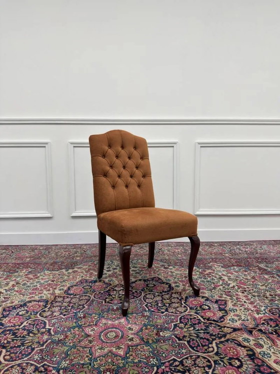 Ensemble de chaises Chesterfield classiques anglaises rembourrées, Chaises de salle à manger, Orange (photo 11 sur 18)
