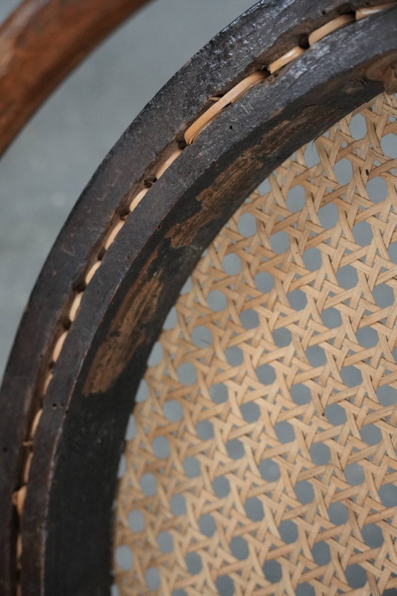 Image 1 of 4 x Wooden vintage bistro chair Jacob & Josef Kohn Wien with a wicker seat