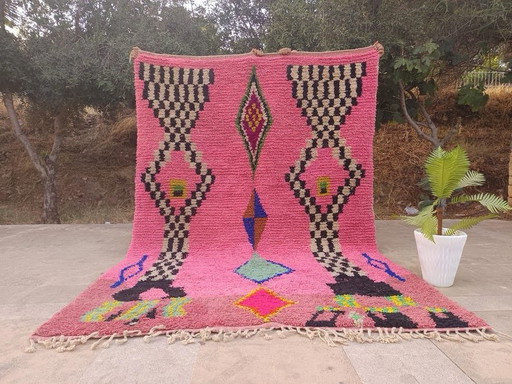 Handgefertigter rosa Wollteppich 220/320cm