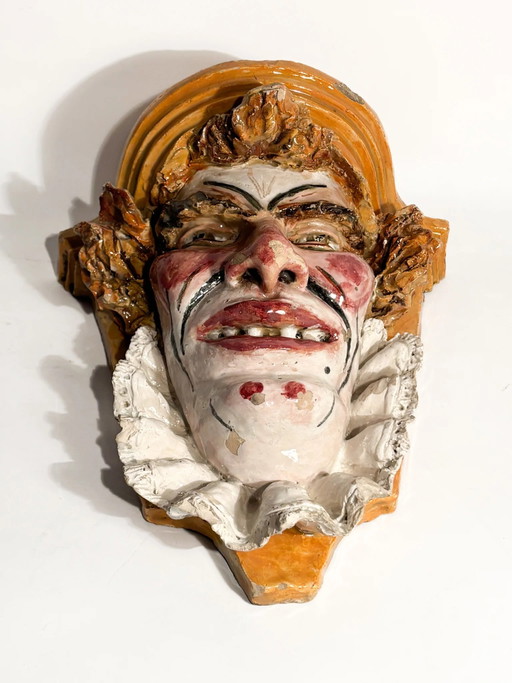 Grottaglie Keramik-Wandregal mit Maske aus dem späten 19. Jahrhundert – decoratieve objecten, Ceramic (photo 2 of 10)