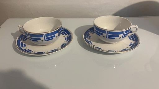 2 Tassen + 2 Untertassen Royal Boch Art Déco