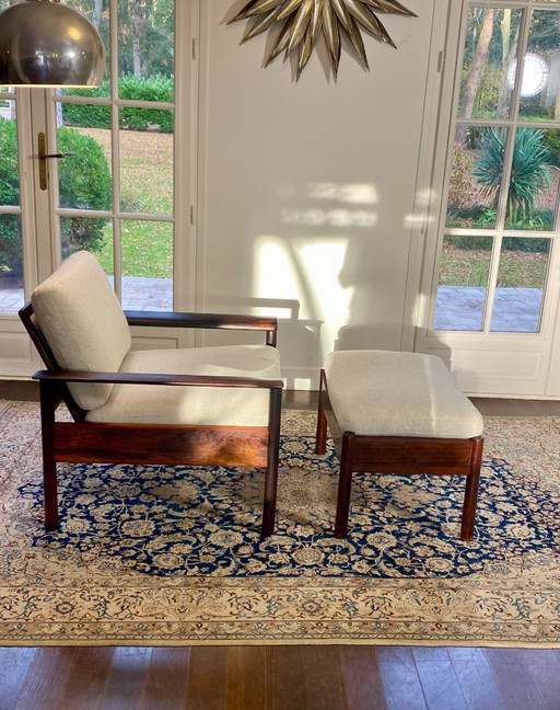 Fauteuil & Ottoman Hans Olsen – Vatne Møbler (Danemark, 1960s) Palissandre