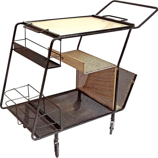 Vintage gele formica trolley van Mathieu Matégot, 1950