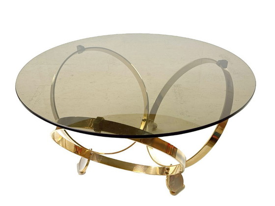 Image 1 of Knut Hesterberg Round Coffee Table in Brass with Smoked Glass