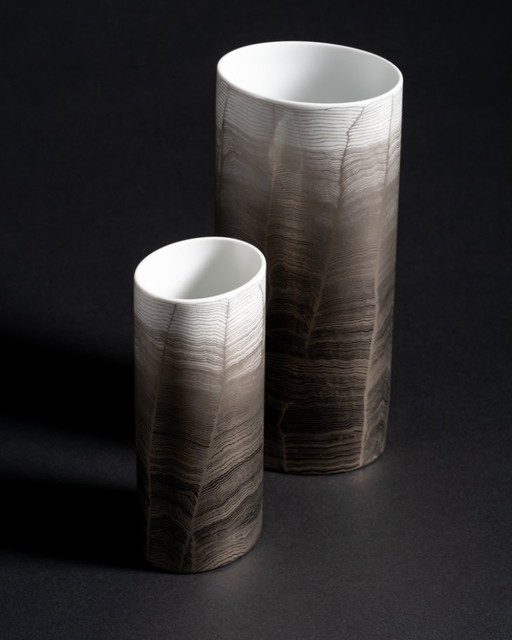 Glam Chic Vintage Rare Alain Le Foll × Rosenthal "Chiffon" Porcelain Vase Duo