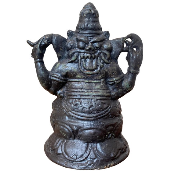 Robusta Statua Antica in Bronzo di Ganesha – Bifacciale – India del Sud – 13.5 cm – Sculture, Bronze (photo 5 of 9)