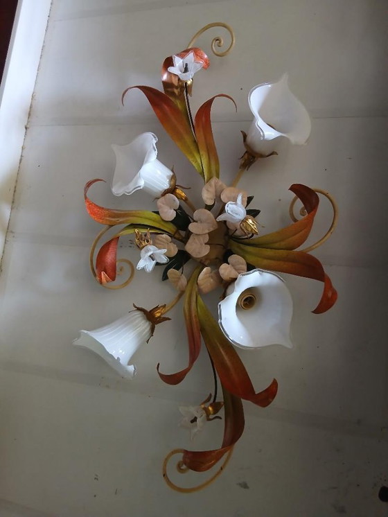 Image 1 of Paterno Franco - Lampada da parete, lampada da soffitto, fiore floreale nenuphar italy 95cm