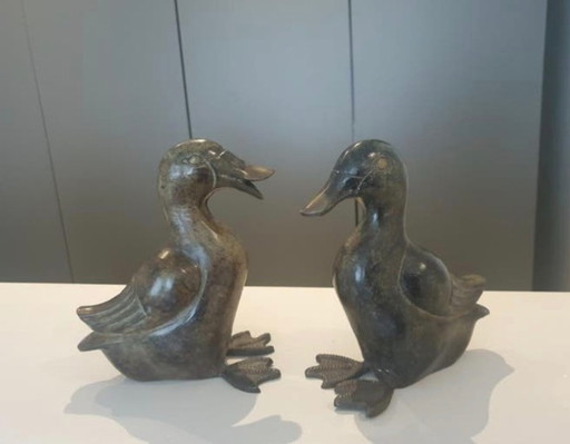 Statue di anatre in bronzo, stile Art Déco