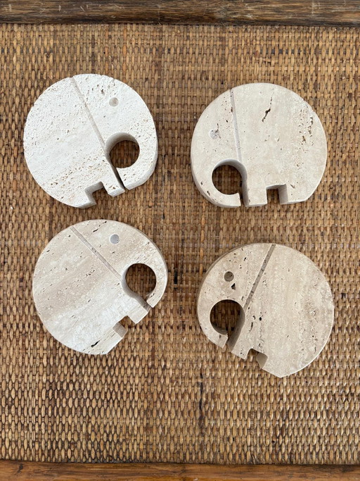 Set of 4 Travertine Elephants, Fratelli Mannelli, Italy, 1970s