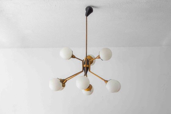 Image 1 of Lampadario italiano a globo opalino